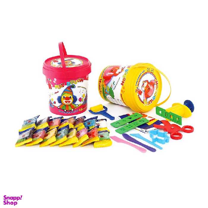 خمیر سطلی آریا (Aria) مدل پلمپ دار بسته 15 رنگ