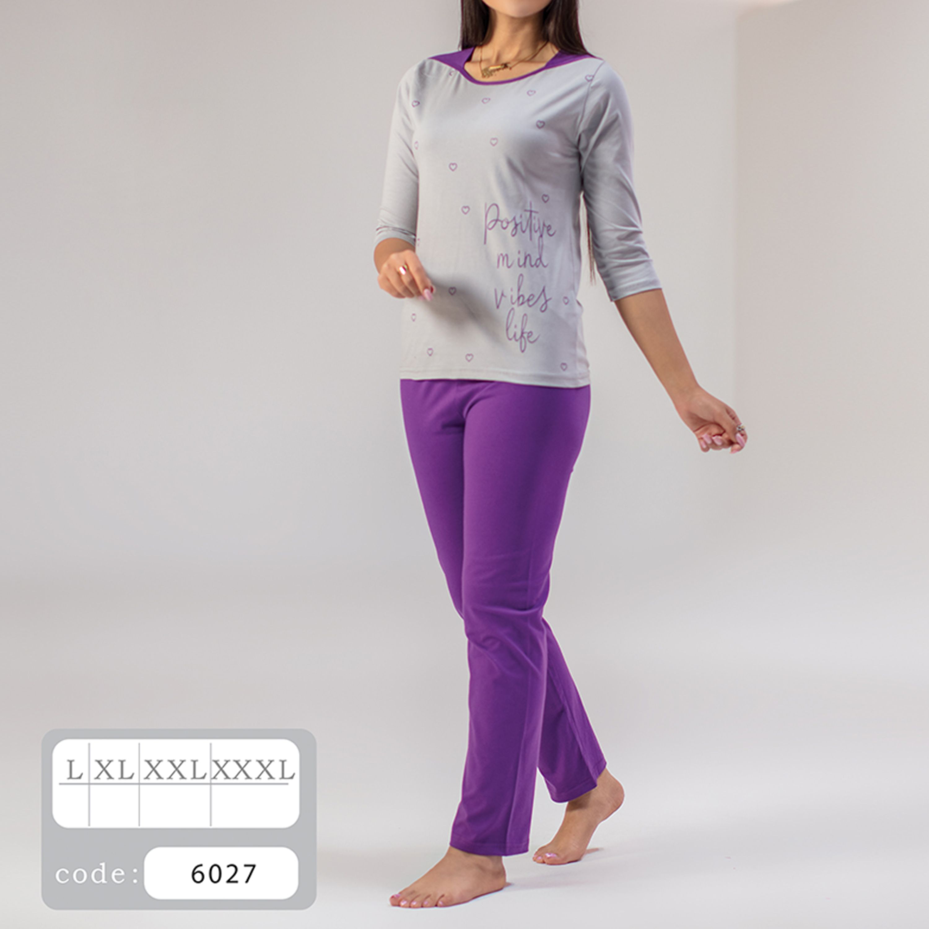 ست تیشرت آستین سه ربع با شلوار کد 6027 (دارای سایزبندی از 36 تا 42)