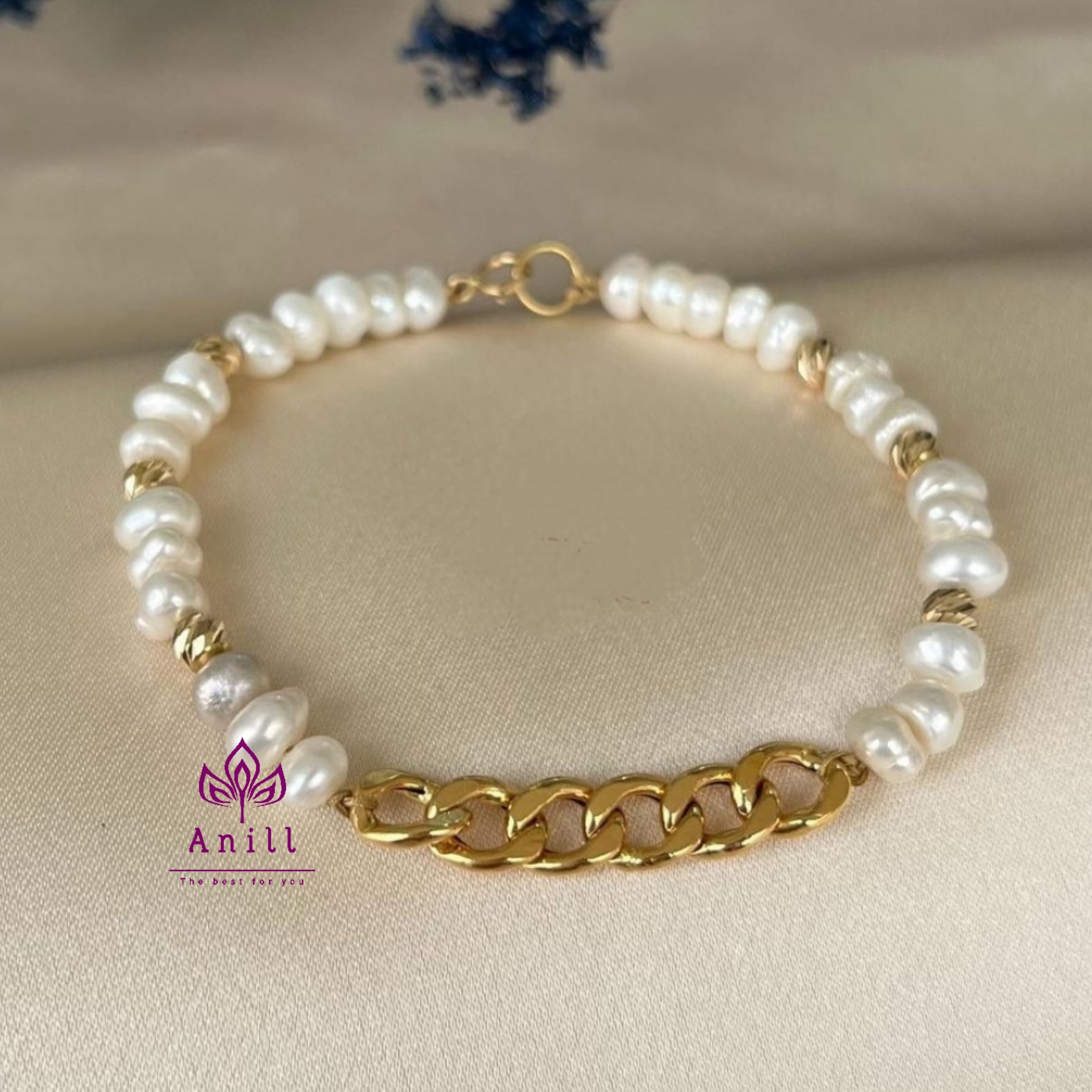 دستبند مرواریدی استیل ، کد 539