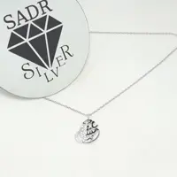 گردنبند نقره 925 با روکش طلا سفید طرح عشق  کد 77