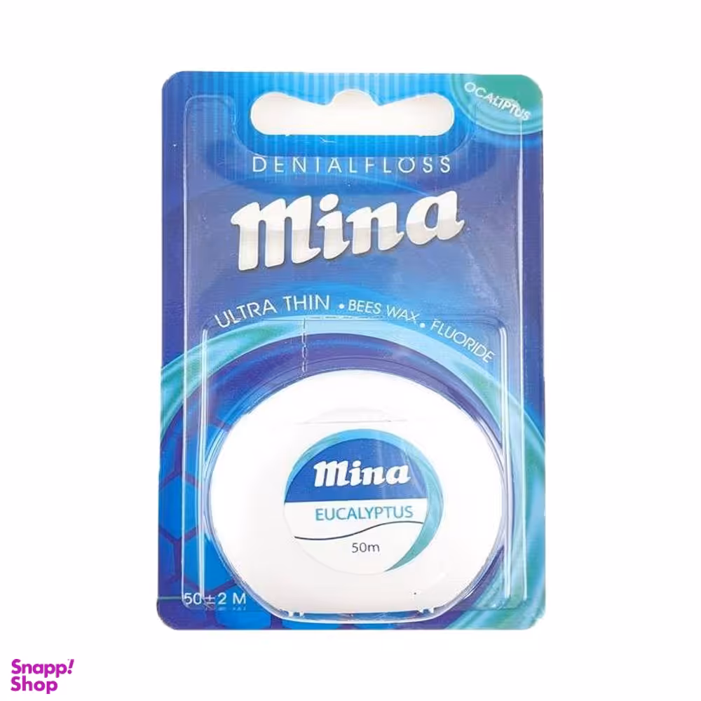نخ دندان مینا (Mina) مدل Ultra thin با اسانس اکالیپتوس طول 50 متر