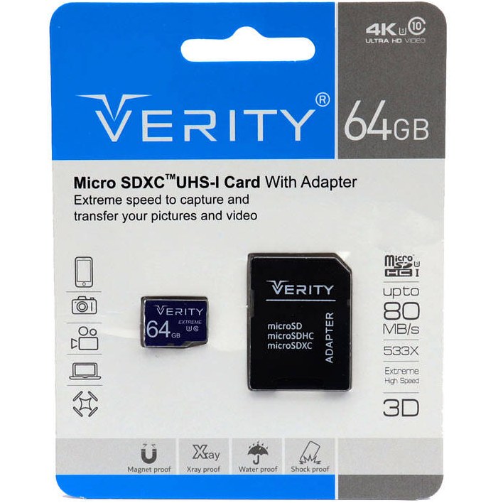 رم میکرو 64 گیگ وریتی دارای گارانتی سرعتu3