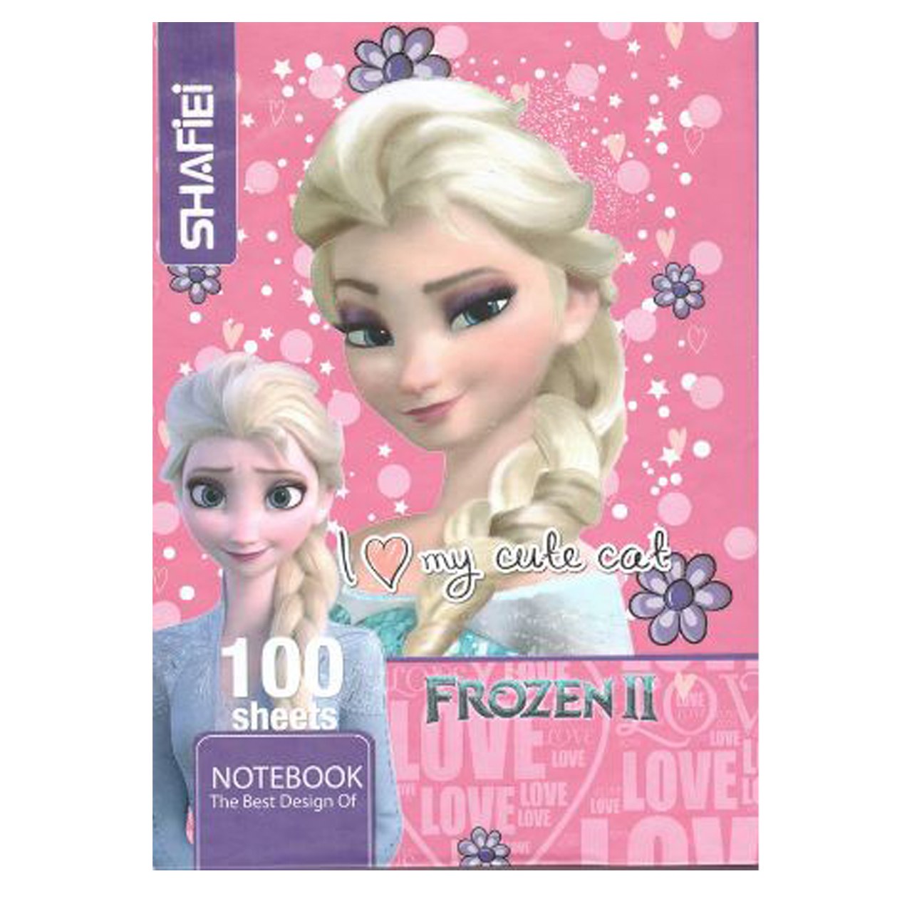 دفتر 100 برگ کلاسوری سلفون فانتزی (قفل پلاستیک)شفیعی طرح  فروزن 64