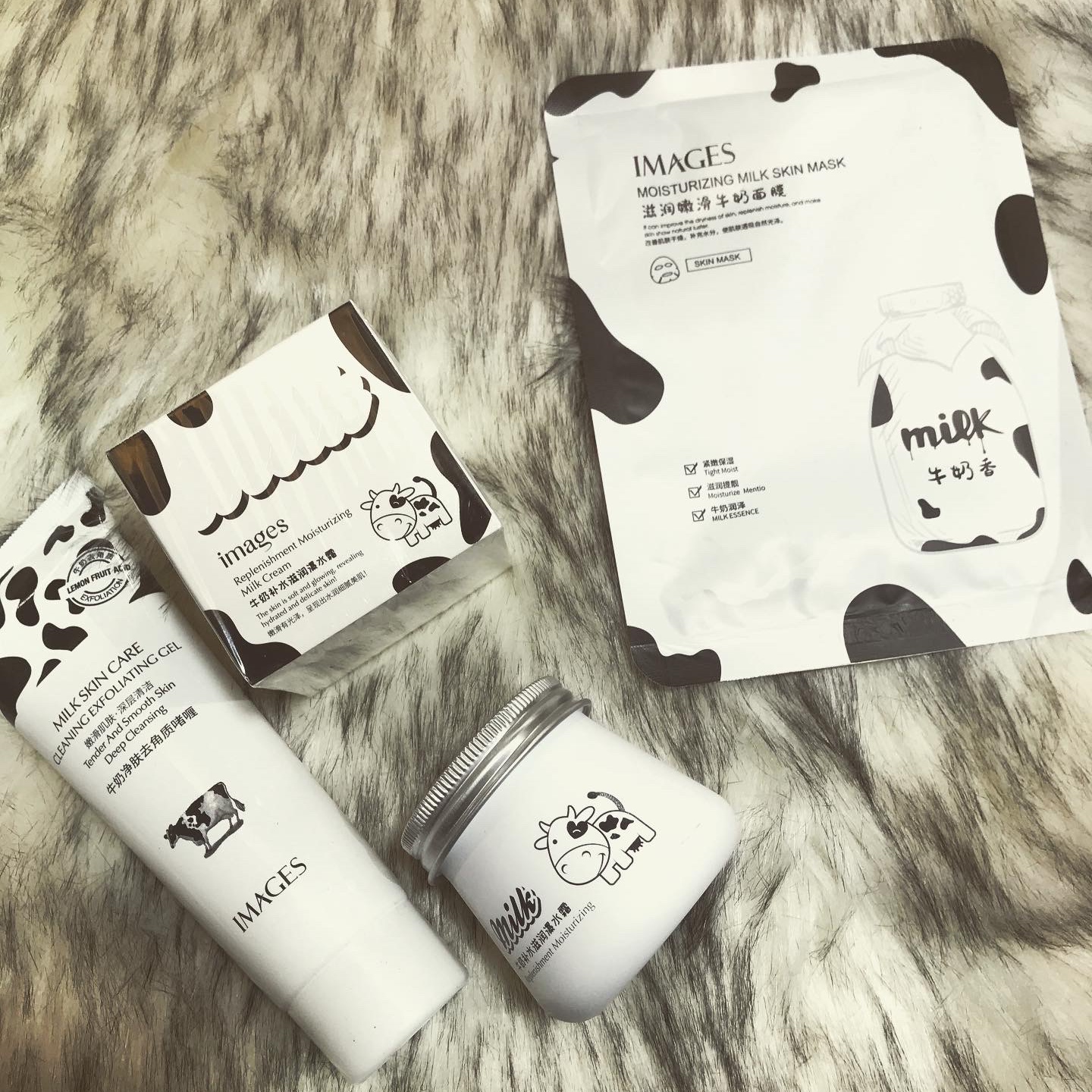 پک اسکراب و آبرسان نرم کننده و ماسک ورقه ای ایمجز شیر گاو