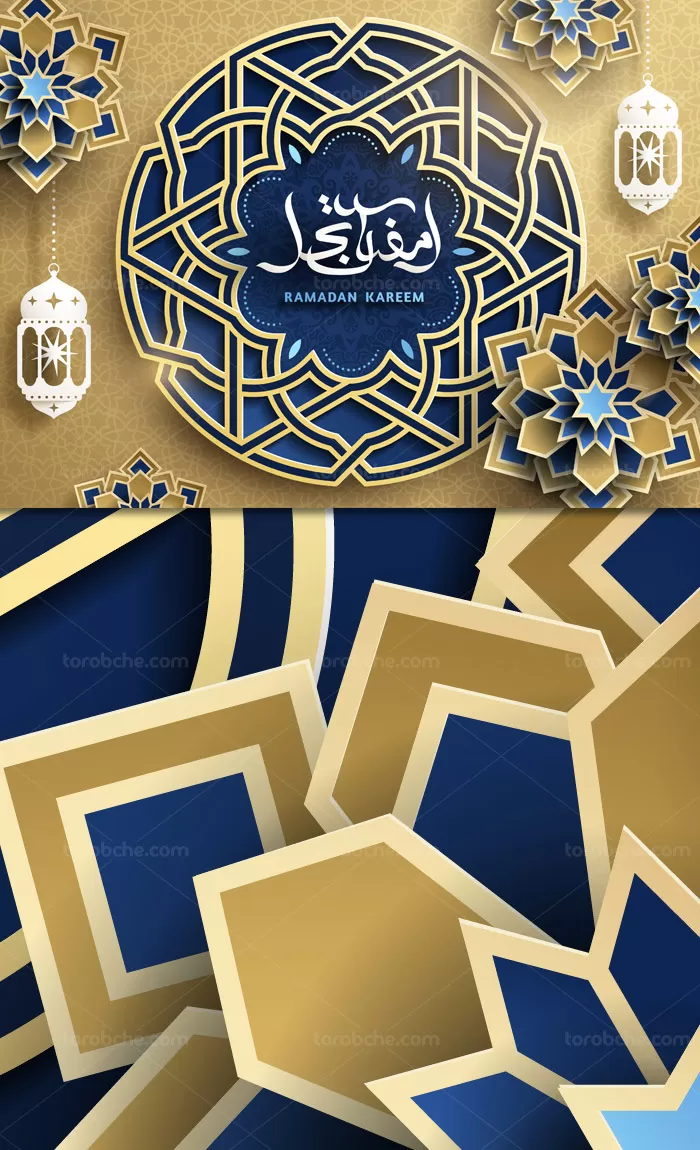 وکتور طرح بکگراند ماه مبارک رمضان طلایی رنگ - گرافیک با طعم تربچه