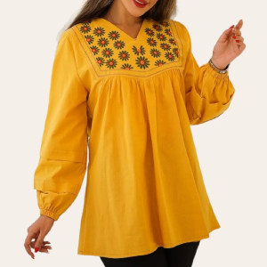 تونیک نخی گلدوزی شده طرح بابونه
