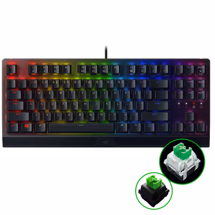 کیبورد گیمینگ ریزر مدل BLACKWIDOW V3 TKL GREEN SWITCH