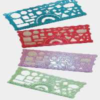 خط کش ژله ای (شابلون اشکال نقاله دار)20 سانت بسته 12 عددی