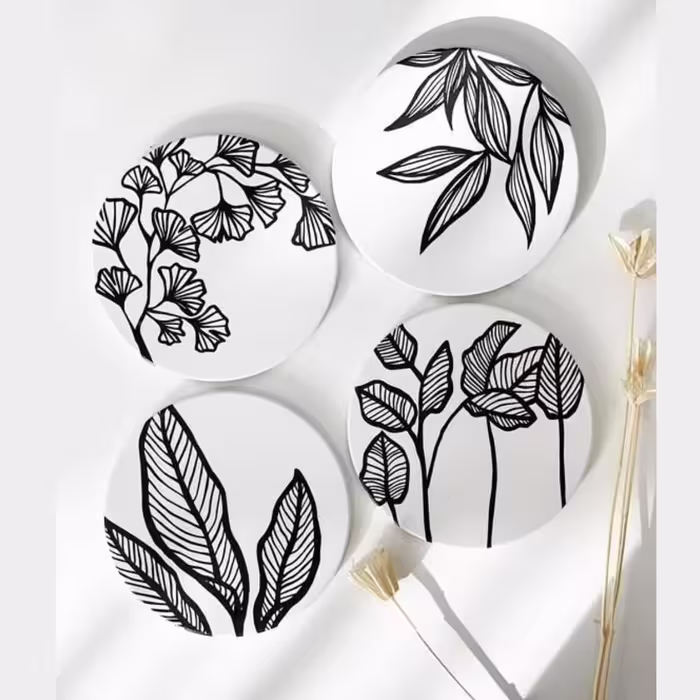 دیوارکوب سفالی طرح برگ کد 07 مجموعه چهار عددی (دست ساز) 