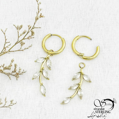 گوشواره استیل طرح برگ با کد 12764