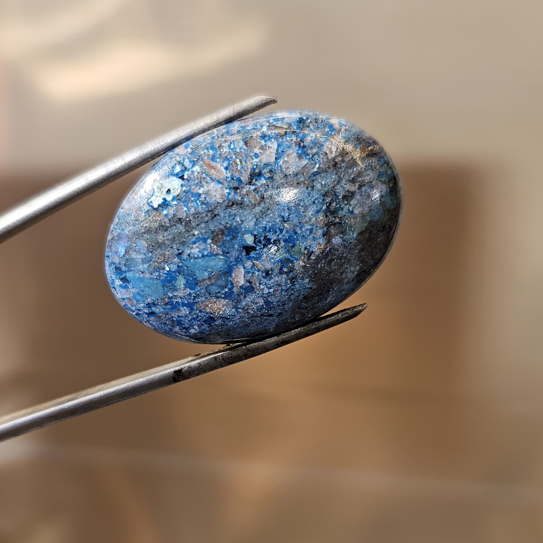 نگین آزوریت 7گرمی مناسب مدال و انگشتر