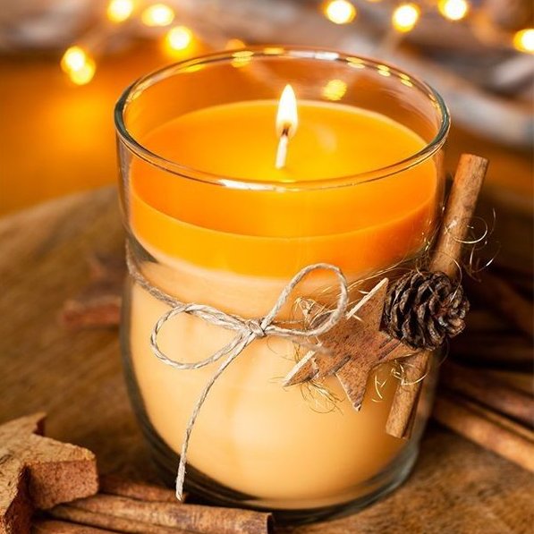 شمع لیوانی معطر سایز متوسط با تزئینات متنوع