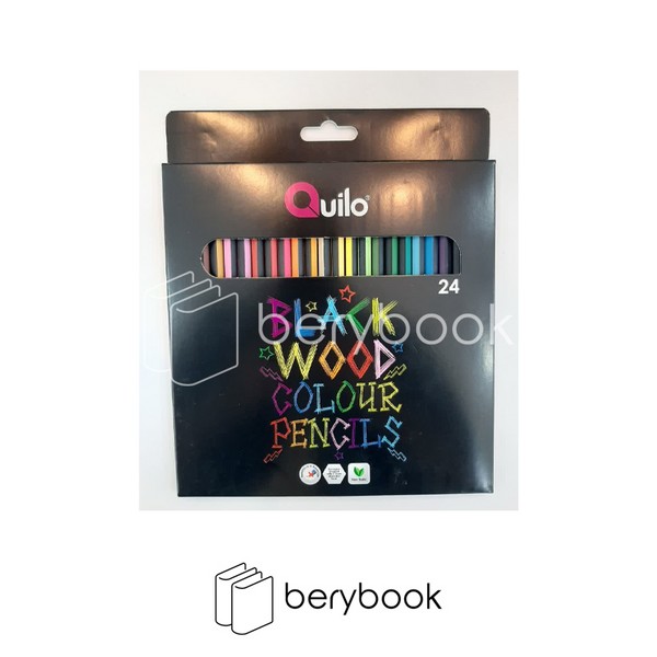 Quilo / کوییلو / مداد رنگی شش گوش / 24 رنگ خاص / چوب مشکی / جعبه مقوایی / 644529