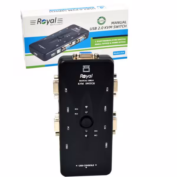 KVM سوئیچ 4 پورت دستی USB رویال Royal 4UK