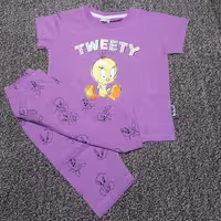 تیشرت و شلوارک دخترانه مدل(TWEETY )کد 20331 رنگ بنفش (یاسی)با ارسال فوری و رایگان 