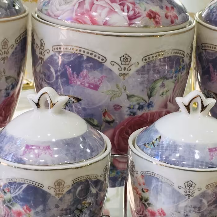 پاسماوری 7پارچه چینی لب طلا