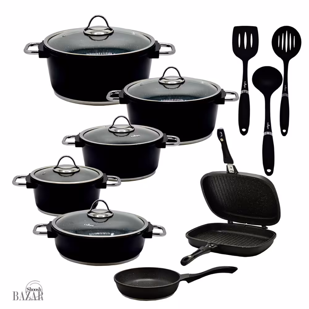 سرویس قابلمه 16 پارچه مونیخ مشکی یونیک کد 7646