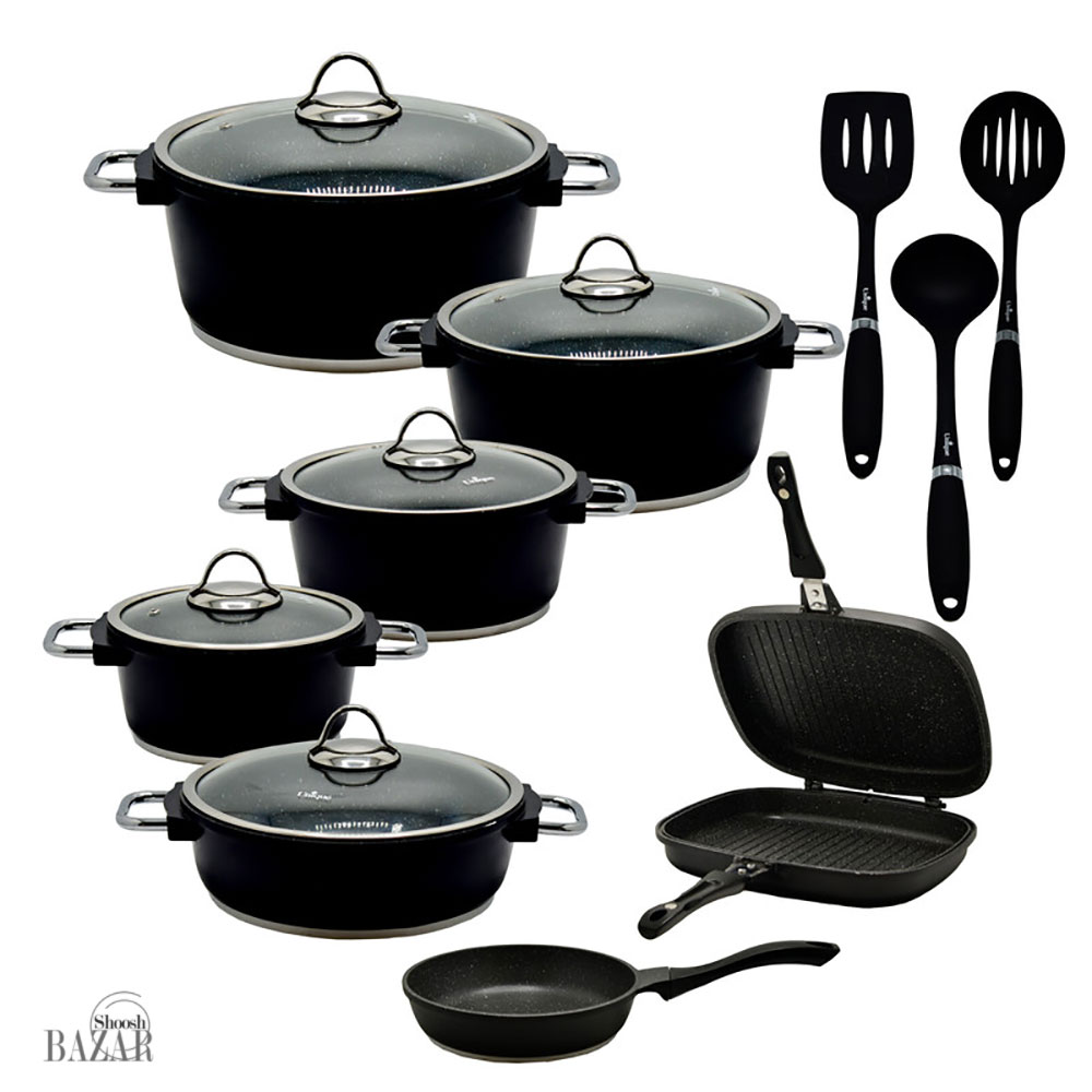 سرویس قابلمه 16 پارچه مونیخ مشکی یونیک کد 7646