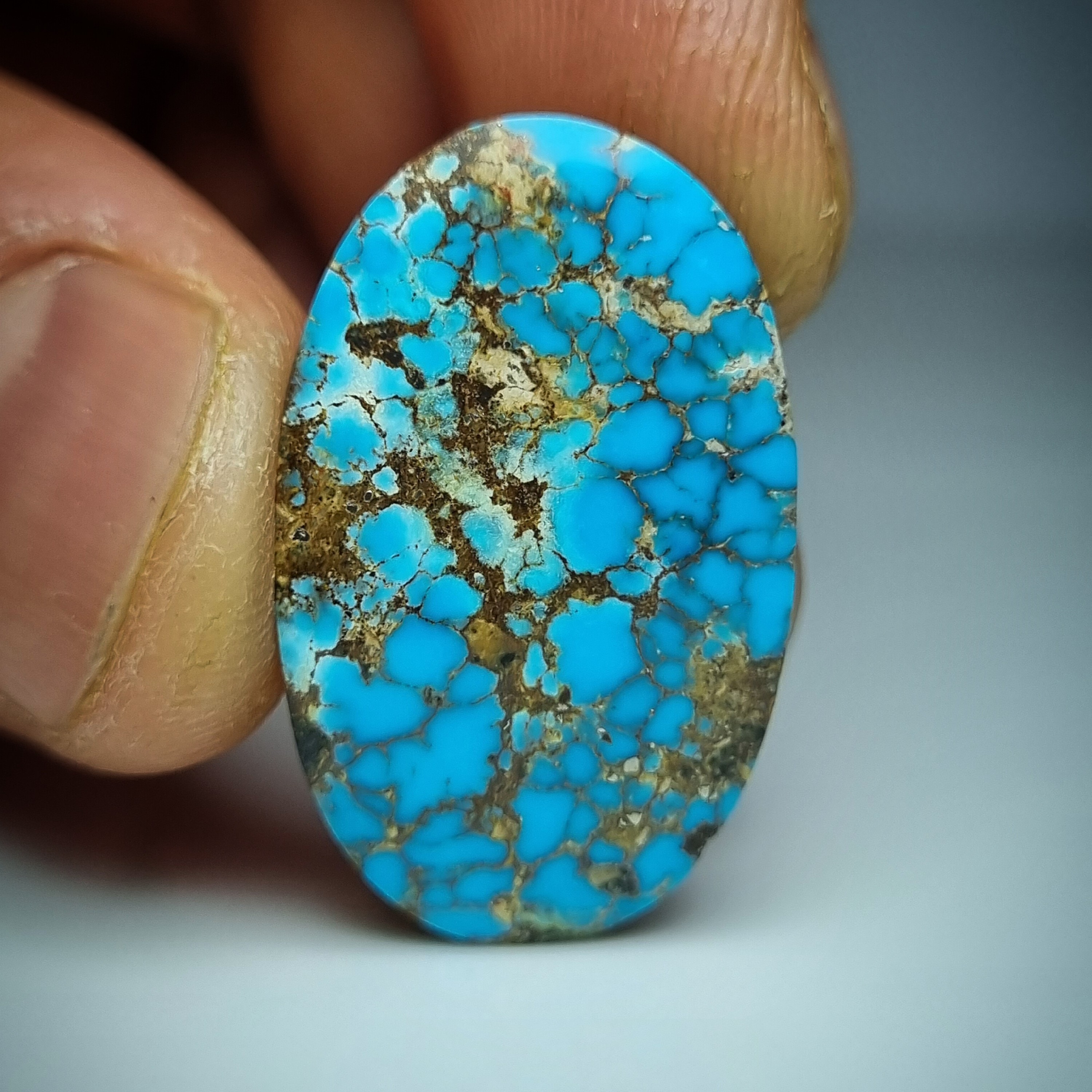 نگین فیروزه شجر  رگه طلایی اصیل و طبیعی نیشابوری