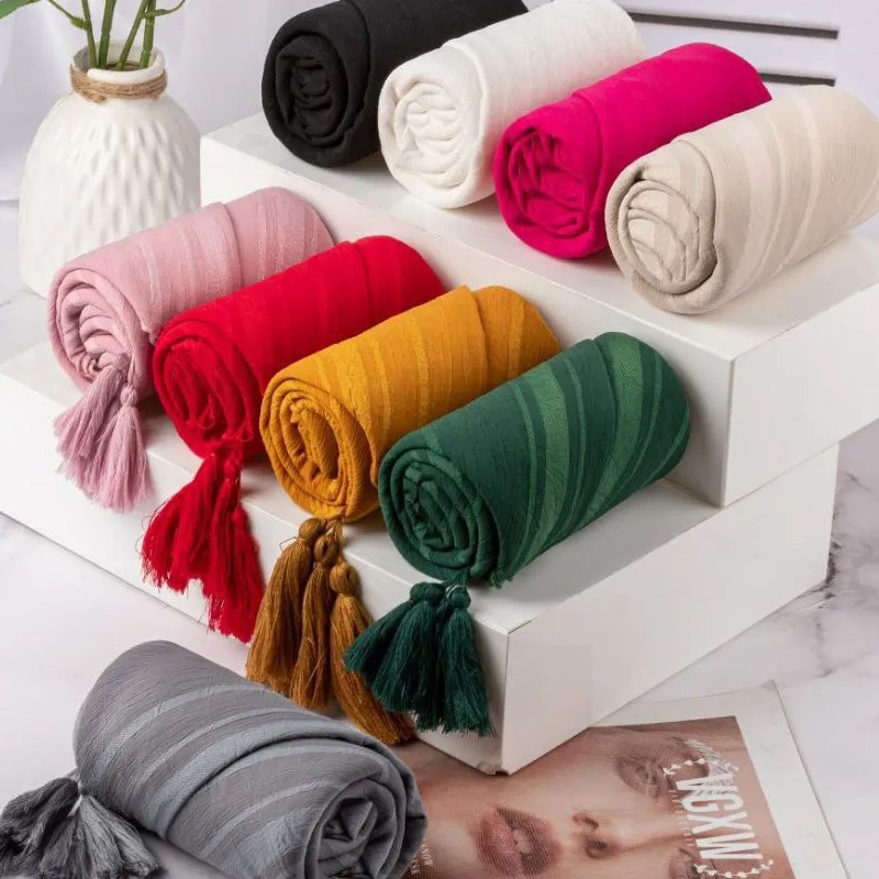 شال حریر کرپ تکرنگ ساده مجلسی