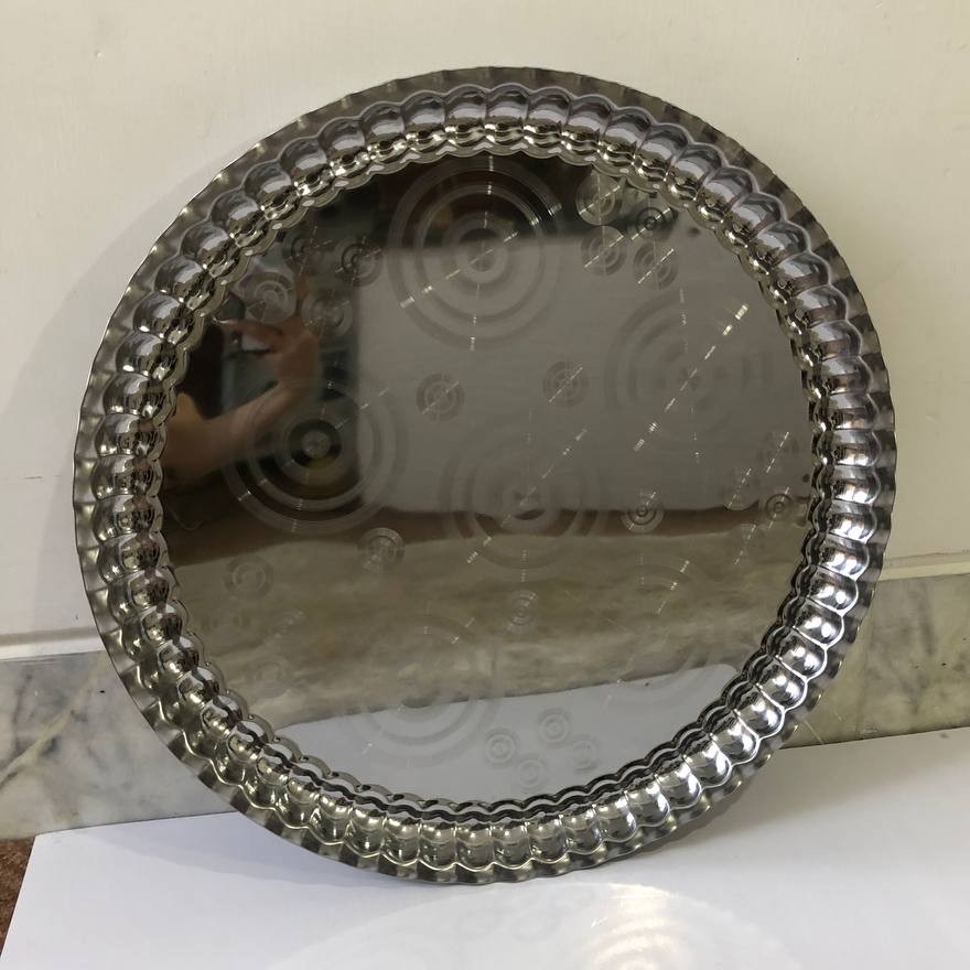 سینی استیل لب کنگره ای قطر کار 50سانت قطر گرده 60