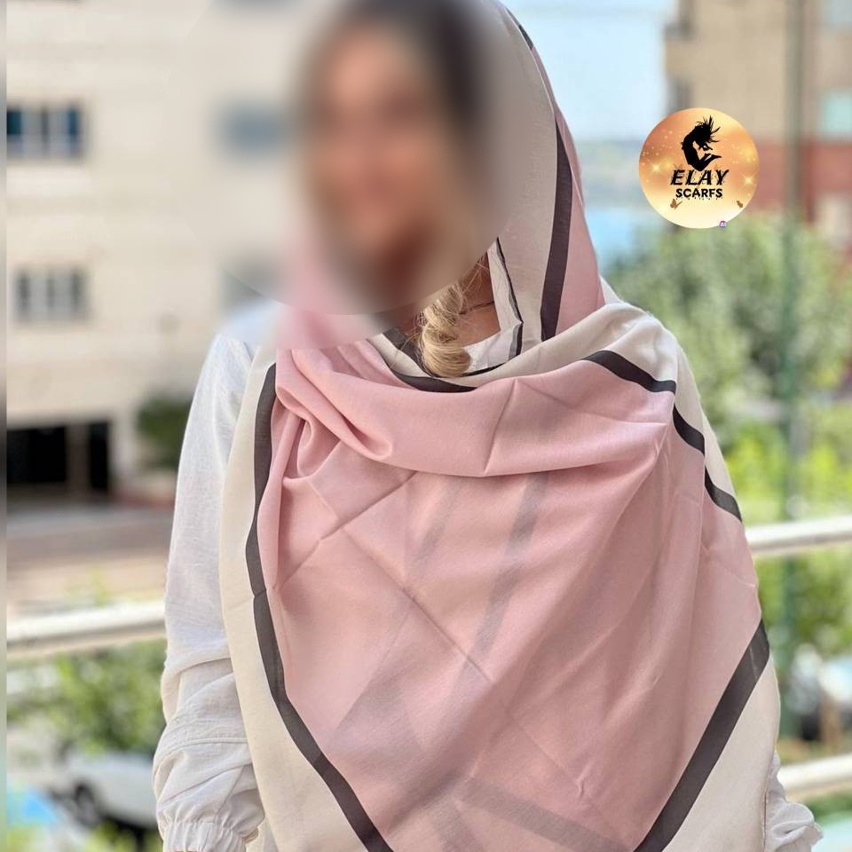 شال نخی چهارفصل صورتی پاپیون دار