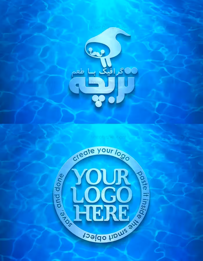 طرح لایه باز موکاپ لوگوی سه بعدی در زیر آب - گرافیک با طعم تربچه