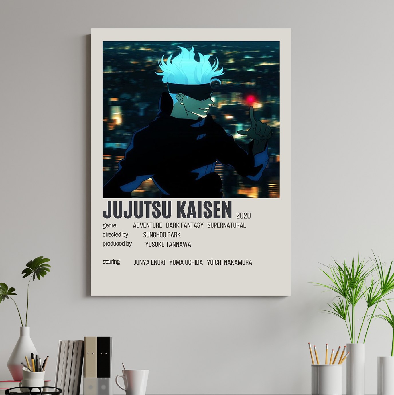 تابلو شاسی طرح انیمه جوجوتسو jujutsu kaisen  سایز 16 در  21  سانتی متر کد 1222