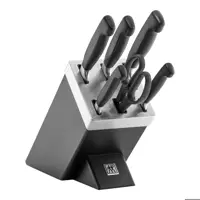 سرویس چاقو 7 پارچه زولینگ مدل فور استار با استند خود تیز شونده zwilling sharp block four star black