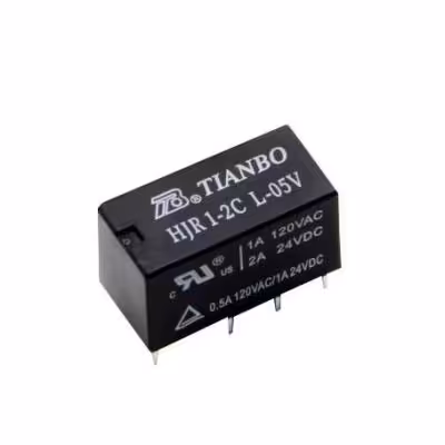 مجموعه 5 عددی رله مخابراتی 5V دو کنتاکت مارک TIANBO کد HJR1-2CL-05V