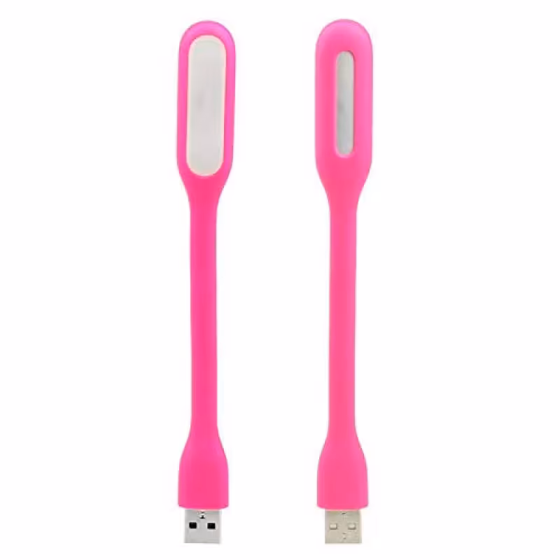چراغ مسواکی LED usb رنگ بدنه صورتی رنگ نور مهتابی با قابلیت اتصال به لپ تاپ پاوربانک و... کم مصرف و سبک  مسواکی
