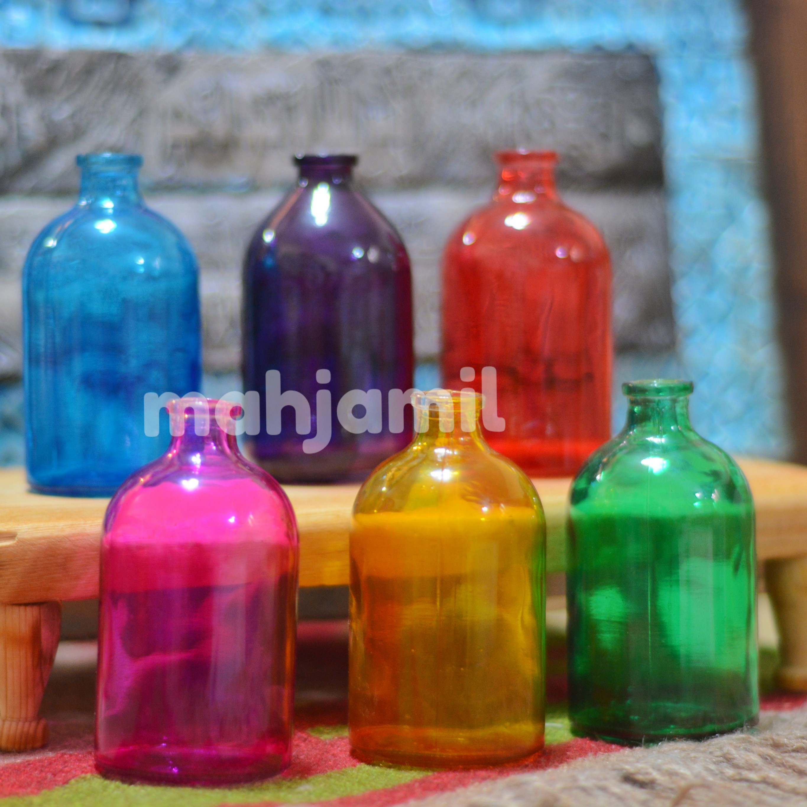 گلدان شیشه ای رنگی نقلی دکوری