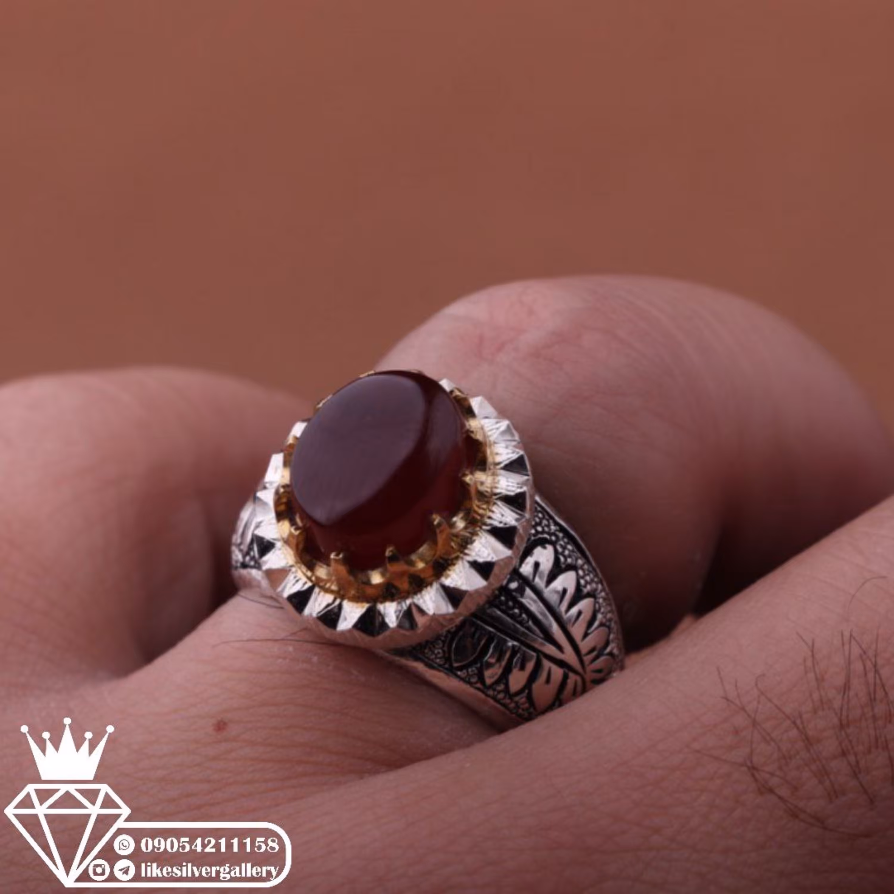 انگشتر عقیق یمن اصل رکاب دستساز استاد عباسی وزن 19.82 گرم ارسال رایگان