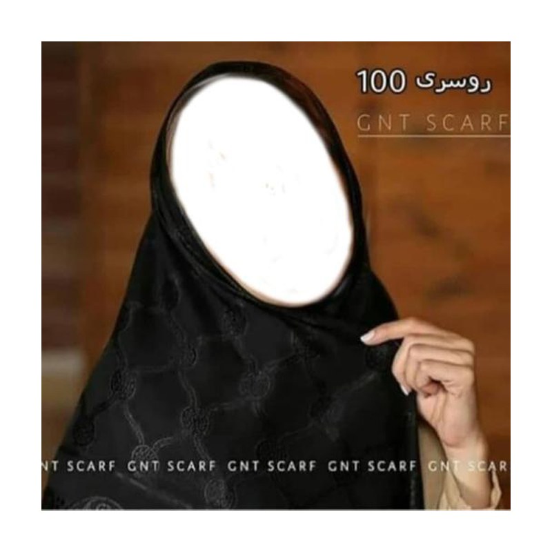 حراج روسری حریر مشکی لمه دار یک از چهار قواره 100