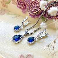 نیمست نقره با روکش طلا سفید مدل نگین اشک   کد 52