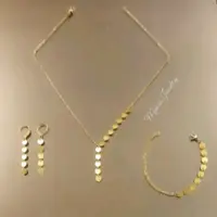 نیم ست پولکی یک طرفه استیل طرح طلا رنگ ثابت
