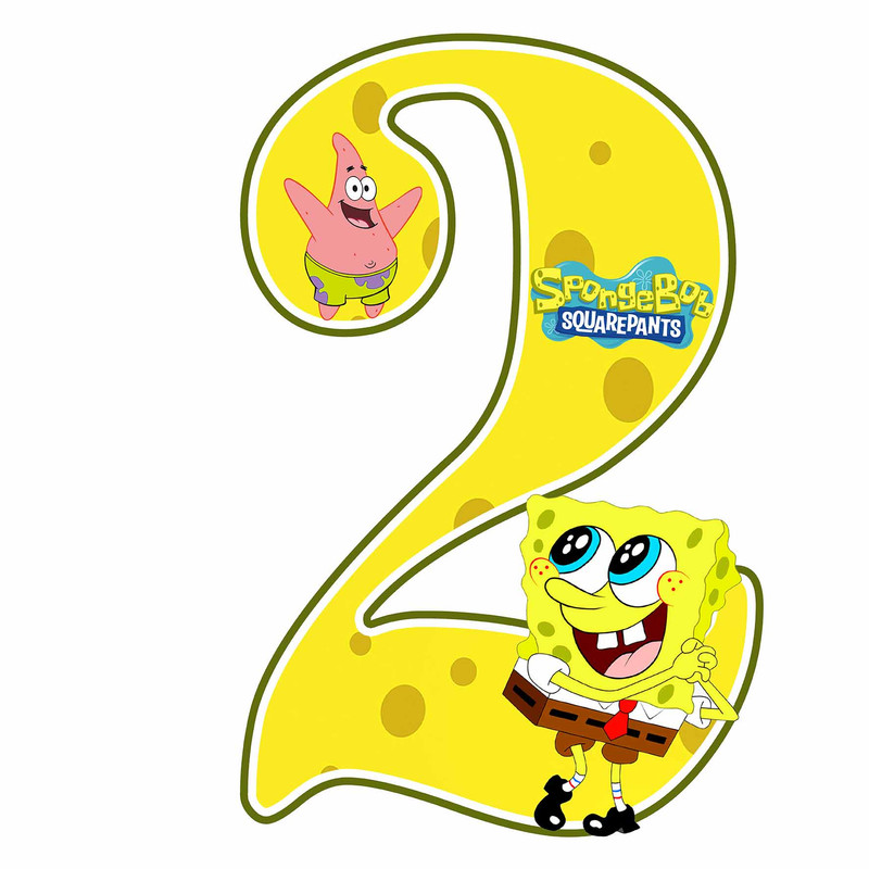 استند رومیزی تولد مدل عدد 2 طرح باب اسفنجی کد 592