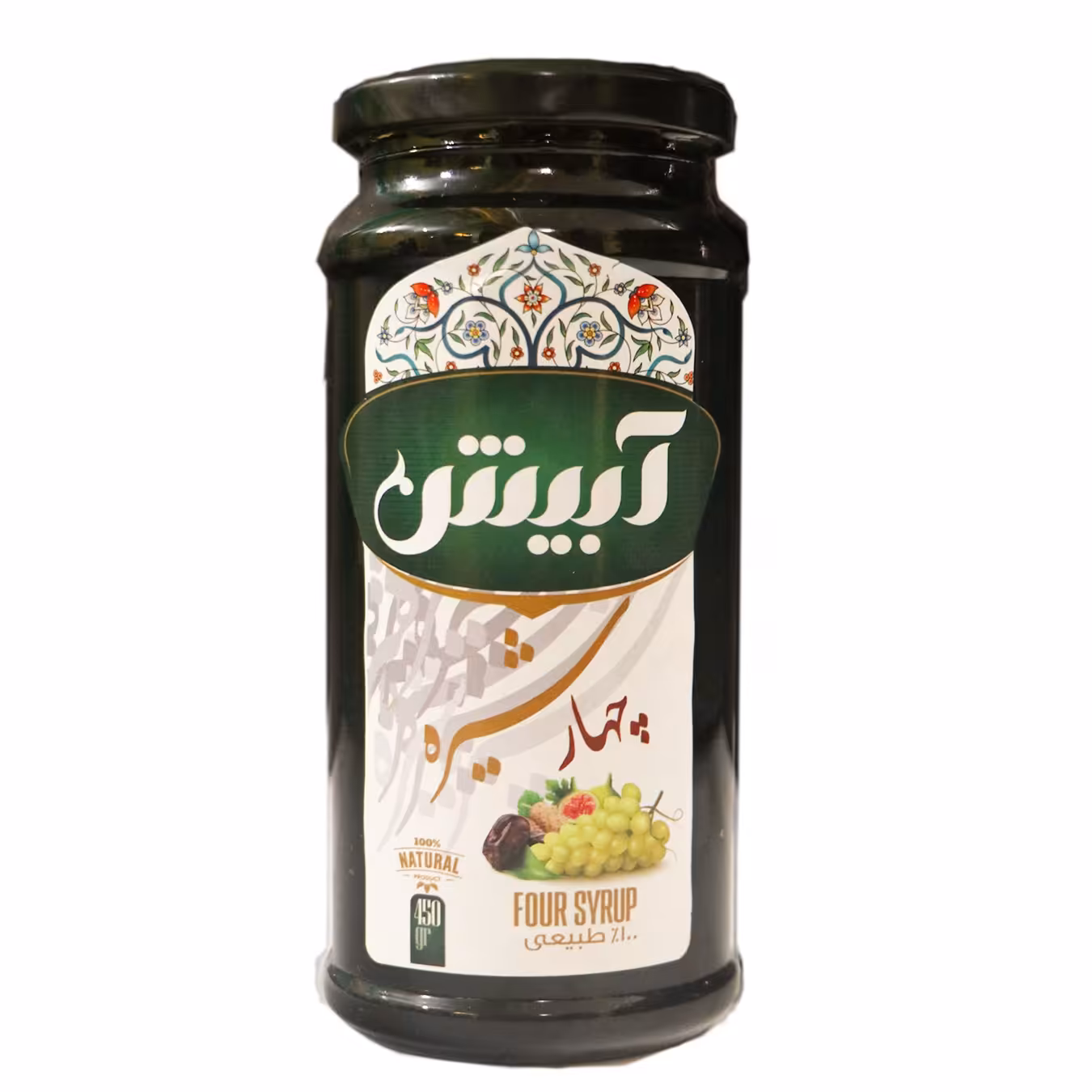 چهار شیره فوق العاده آبیش ترکیب انگور و توت و خرما و انجیر 450 گرمی