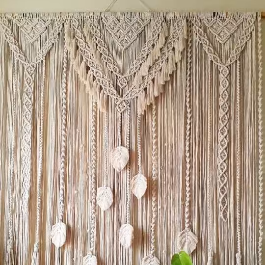 پرده برگ مکرومه......