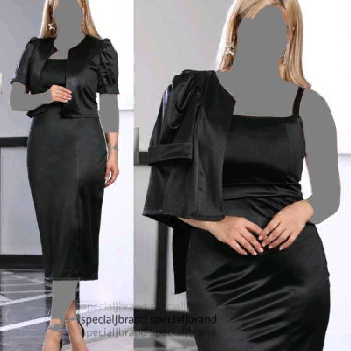 پیراهن مهمانی زنانه کرپ غواصی مدل کت سارافن النا