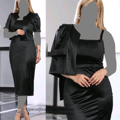 پیراهن مهمانی زنانه کرپ غواصی مدل کت سارافن النا