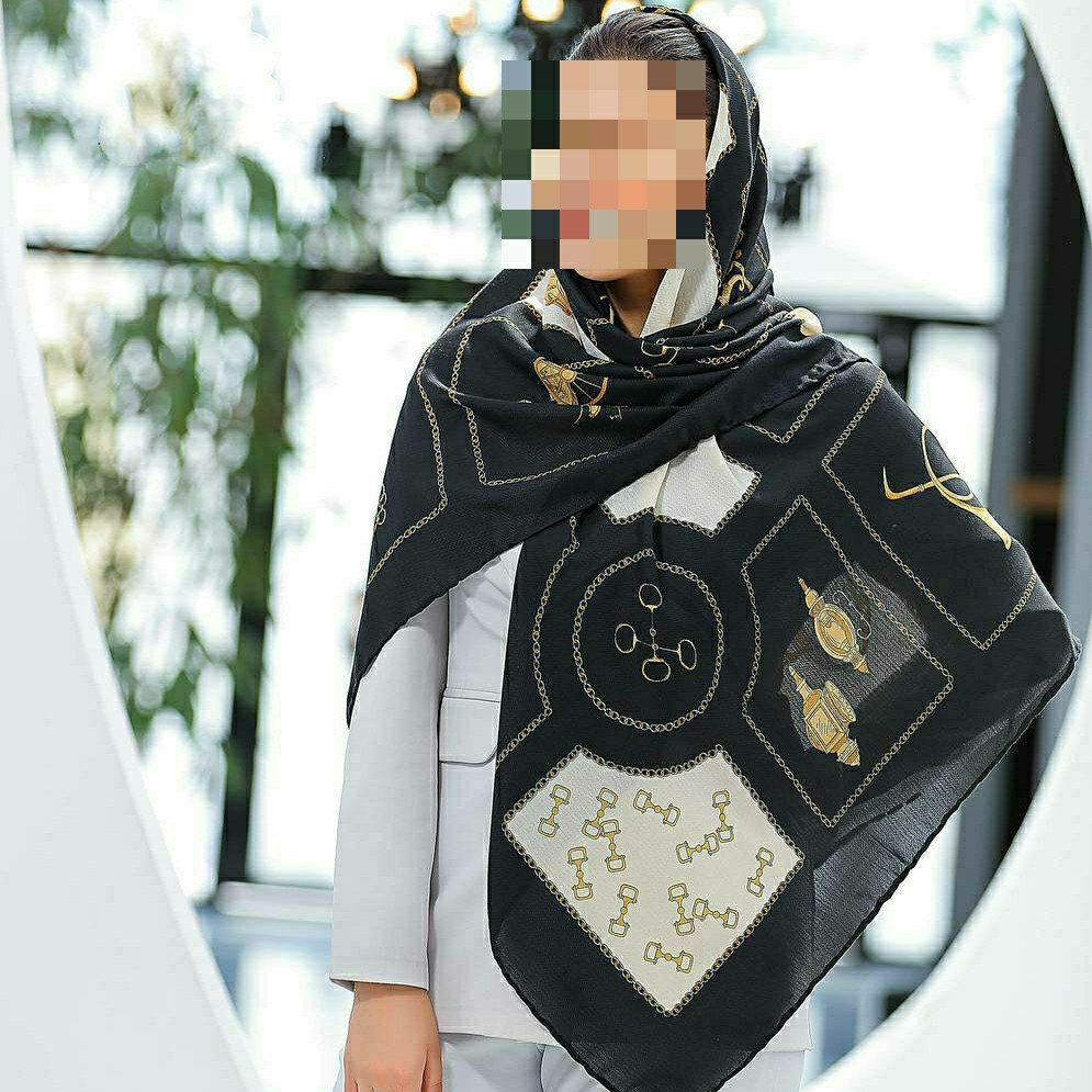 روسری نخی ترکیب مشکی کرم.با 10 طرح زیبا