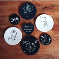 دیوارکوب سفالی طرح عاشقانه مینیمال آغوش و بوسه و تولد و سالگرد ازدواج و عشق ست 7 عددی سایز1 گالری ماه آسمانی 