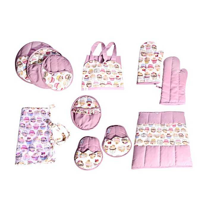 ست پارچه ای آشپزخانه فانتزی هوم ست طرح کاپ کیک