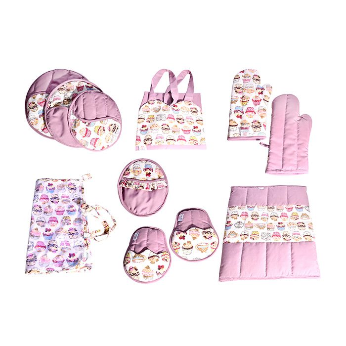 ست پارچه ای آشپزخانه فانتزی هوم ست طرح کاپ کیک