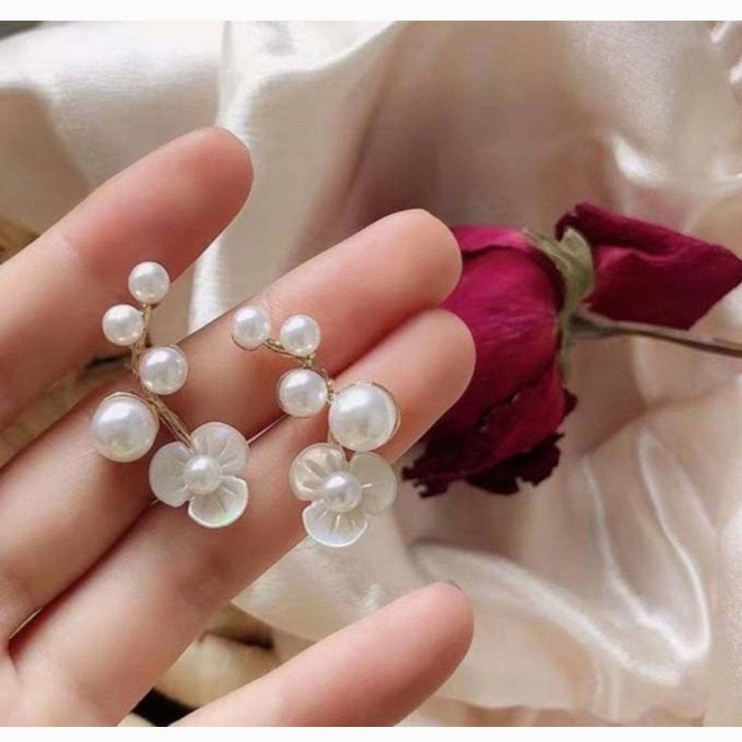 گوشواره مجلسی مرواریدی شکوفه ای