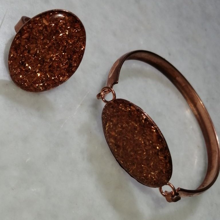 دستبند و انگشتر مسی ست