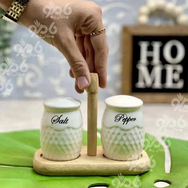 نمک و ادویه پاش چوب سرامیک جفتی 1524