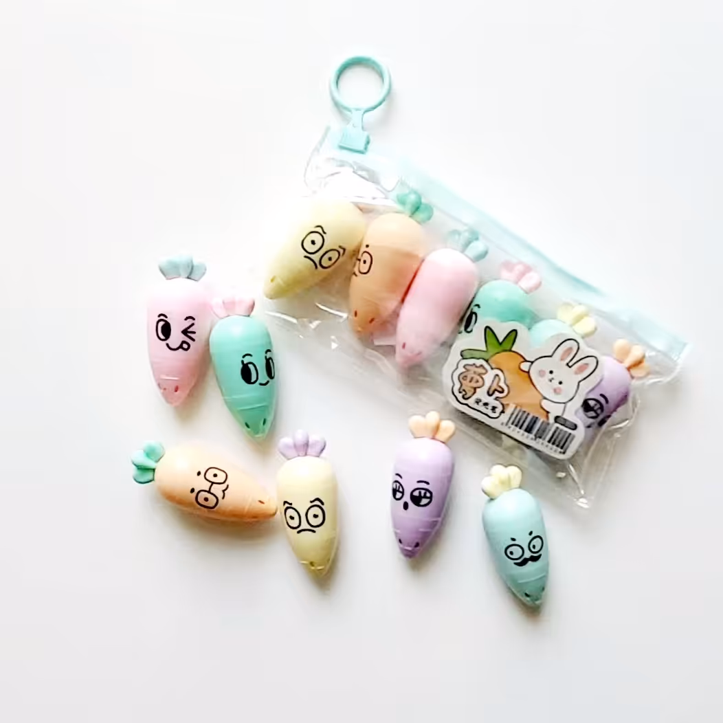 ماژیک هایلایتر  هویج ایموجی پاستیلی پک 6 عددی