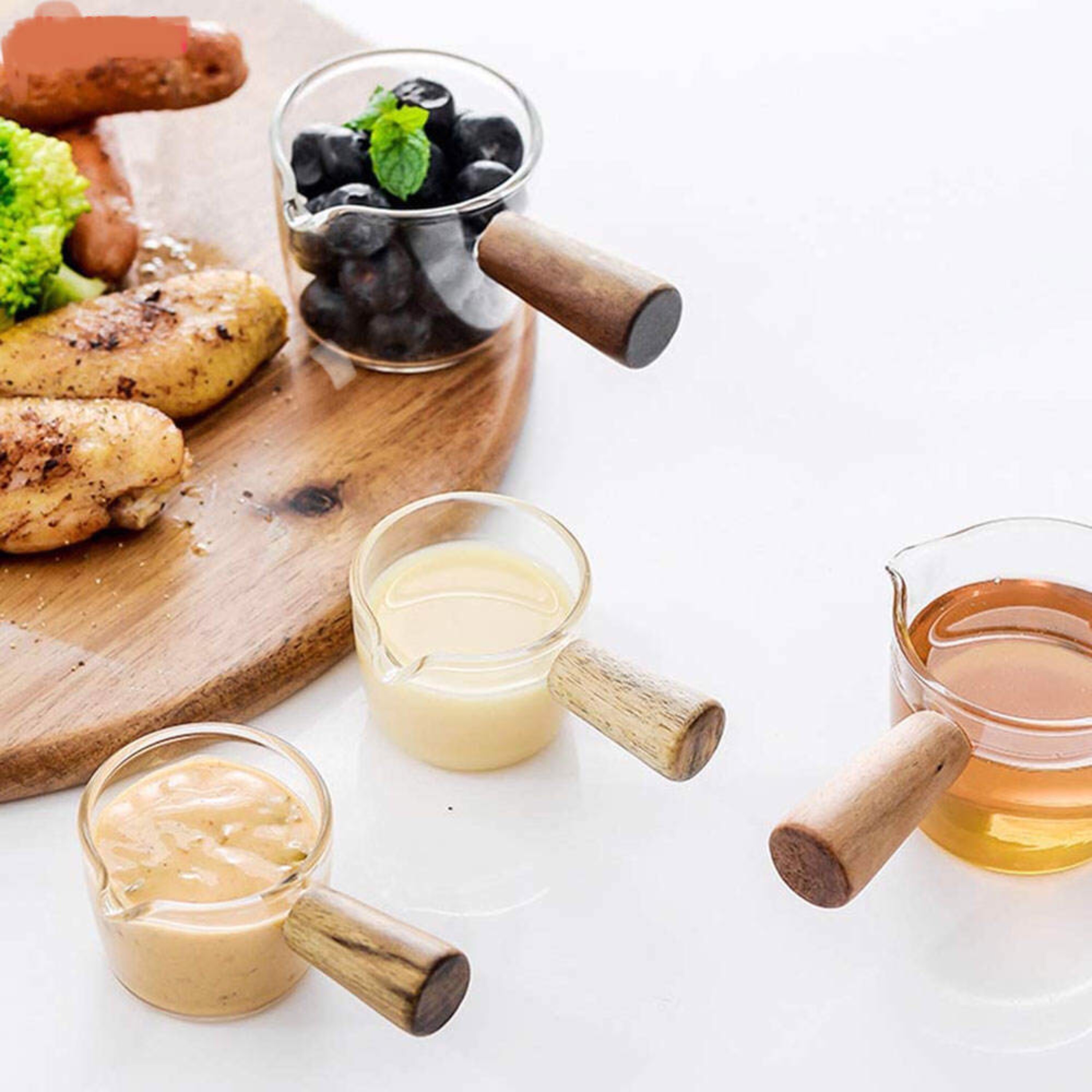 سس خوری شیشه ای دسته چوبی سایز S